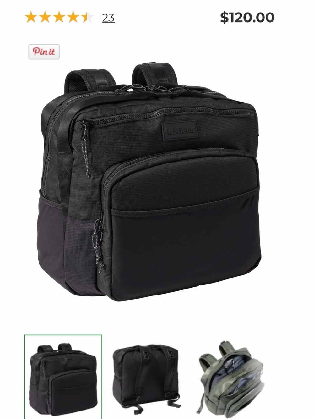 L.L. Bean Black Compact Everyday Backpack